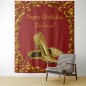 赤ゴールド ハイヒール シューズ バースデー パーティー XL 背景 タペストリー (インサイチュ)