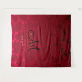 赤ゴールド ブラック クリスマス ウィンター ウェディング モノグラム タペストリー (正面(横))