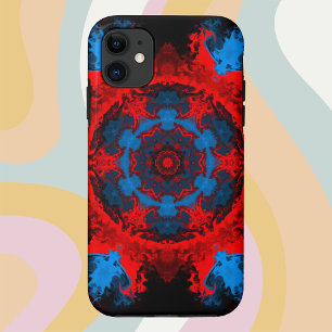 赤サイケデリックと青 iPhone 11 ケース
