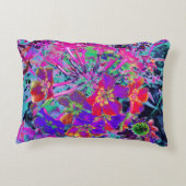 赤サイケデリックカラフルと紫の花 アクセントクッション (裏面)