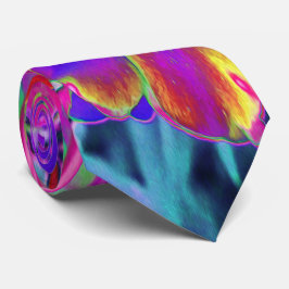 赤サイケデリックカラフルと紫の花 ネクタイ