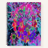 赤サイケデリックカラフルと紫の花 ノートブック (正面)