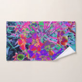 赤サイケデリックカラフルと紫の花 バスタオルセット (ハンドタオル)