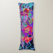 赤サイケデリックカラフルと紫の花 ボディピロー (正面縦)