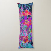 赤サイケデリックカラフルと紫の花 ボディピロー (裏面 (縦))