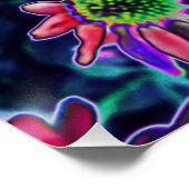 赤サイケデリックカラフルと紫の花 ポスター (コーナー)