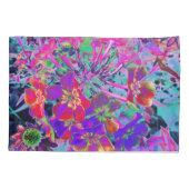 赤サイケデリックカラフルと紫の花 枕カバー (裏面)