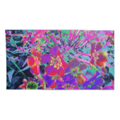 赤サイケデリックカラフルと紫の花 枕カバー (裏面-右)