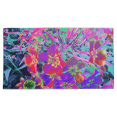 赤サイケデリックカラフルと紫の花 枕カバー (正面右)