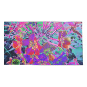 赤サイケデリックカラフルと紫の花 枕カバー (裏面-左)