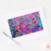 赤サイケデリックカラフルと紫の花 長方形シール (封筒)