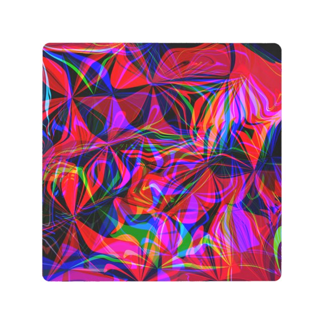 赤サイケデリック混合抽象芸術カラフル メタルプリント (正面)