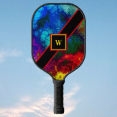 赤サイケデリック黄ブルーコズミッククラウドモノグラム ピックルボールラケット
