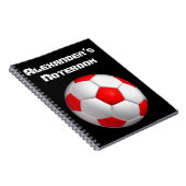 赤サッカーボールがパーソナライズ ノートブック (右側)