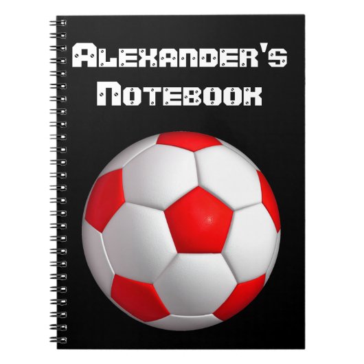赤サッカーボールがパーソナライズ ノートブック (正面)
