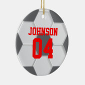 赤サッカーボールクリスマス セラミックオーナメント (右)