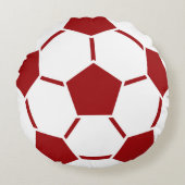 赤サッカーボールスポーツチーム円枕 ラウンドクッション (正面)