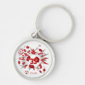 赤サッカーボール吹き出しアスリート名 キーホルダー (正面)