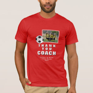赤サッカー感謝コーチのチームフォト Tシャツ