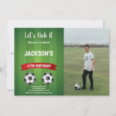 赤サッカー誕生日招待状(写真あり) 招待状 (正面)