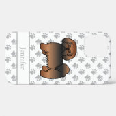 赤サブルのラサ・アプソのキャラクターデザインの犬+名前 Case-Mate iPhoneケース (裏面 (横))