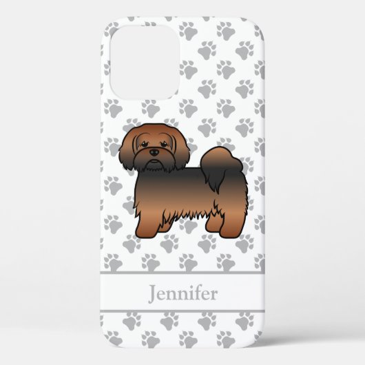 赤サブルのラサ・アプソのキャラクターデザインの犬+名前 Case-Mate iPhoneケース (裏面)
