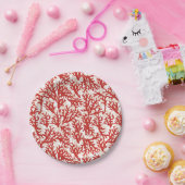 赤サンゴ模様 ペーパープレート (パーティー)