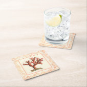 赤サンゴ貝縁ど殻 スクエアペーパーコースター (インサイチュ)