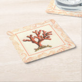 赤サンゴ貝縁ど殻 スクエアペーパーコースター (アングル)