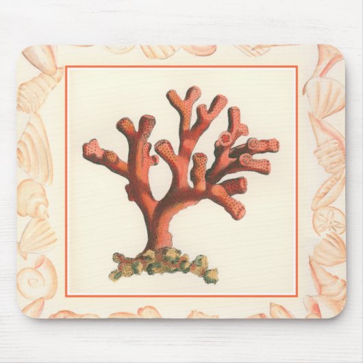 赤サンゴ貝縁ど殻 マウスパッド (正面)
