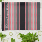 赤サンゴ黒と灰色のキッチンハンドタオル キッチンタオル (折り畳み)