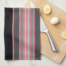 赤サンゴ黒と灰色のキッチンハンドタオル キッチンタオル