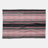 赤サンゴ黒と灰色のキッチンハンドタオル キッチンタオル (横)