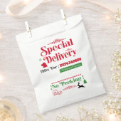 赤サンタクロス北極配達メリークリスマス フェイバーバッグ (クリップ留めされた状態)