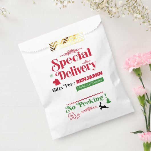 赤サンタクロス北極配達メリークリスマス フェイバーバッグ (封をした状態)