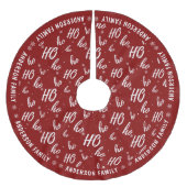 赤サンタクロースHo Ho Patternクリスマス ブラッシュドポリエステルツリースカート (正面)