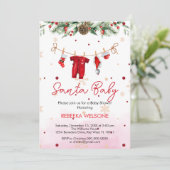 赤サンタベビークリスマスベビーシャワー 招待状 (スタンド正面)