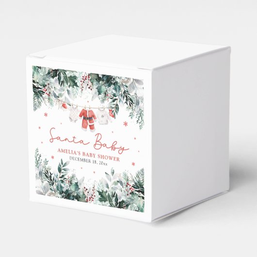 赤サンタベビークリスマスベビー衣服赤ちゃんシャワー フェイバーボックス (正面サイド)