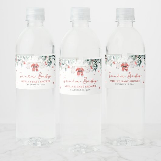 赤サンタベビークリスマスベビー衣服赤ちゃんシャワー ペットボトルラベル (ボトル)