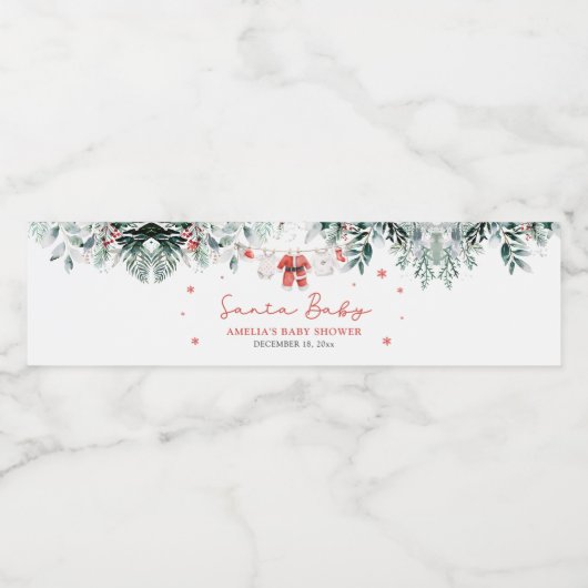 赤サンタベビークリスマスベビー衣服赤ちゃんシャワー ペットボトルラベル (シングルラベル)