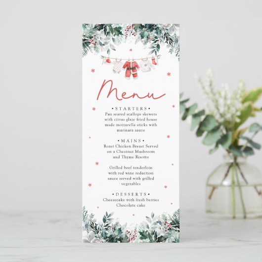 赤サンタベビークリスマスベビー衣服赤ちゃんシャワー メニュー (スタンド正面)