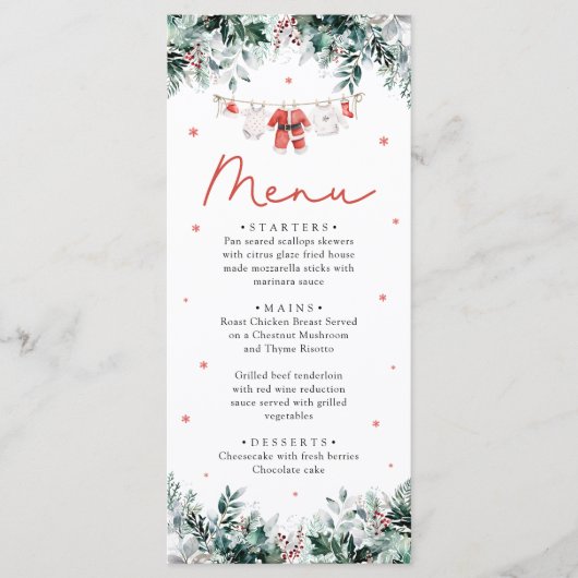 赤サンタベビークリスマスベビー衣服赤ちゃんシャワー メニュー (正面)