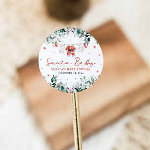 赤サンタベビークリスマスベビー衣服赤ちゃんシャワー ラウンドシール