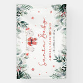 赤サンタベビークリスマスベビー衣服赤ちゃんシャワー 横断幕 (縦)