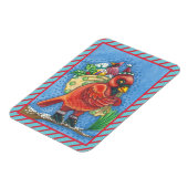 赤サンタ、クリスマス（鳥）ショウジョウコウカンチョウ磁石の服 マグネット (左側)