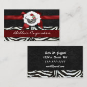 赤シックなカップケーキビジネスカード 名刺 (正面/裏面)