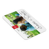 赤シックカスタムフォトインスタント婚約したカップル マグネット (右側)