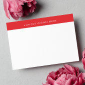 赤シックパーソナライズされたファミリー名モノグラム ノートカード