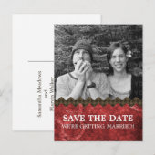 赤シックSteampunk写真Save the Dateはがき 案内ポストカード (正面/裏面)