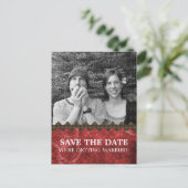 赤シックSteampunk写真Save the Dateはがき 案内ポストカード (スタンド正面)